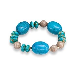 Chunky Reconstituted Turquoise & Jasper Beaded Bracelet – 12–18mm
